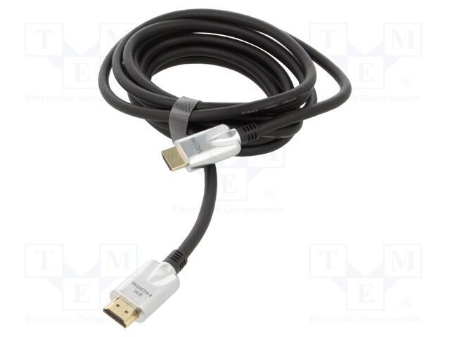 Cable; HDCP 2.2,HDMI 2.1; HDMI plug,both sides; textile; 3m