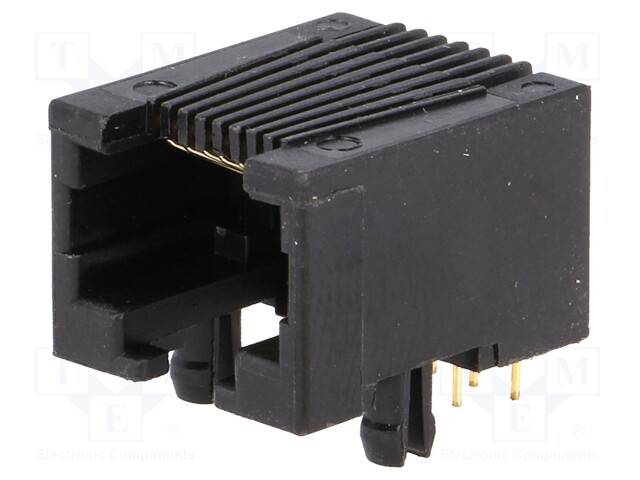 Socket; RJ45; PIN: 8; low profile; Layout: 8p8c; THT; angled 90°