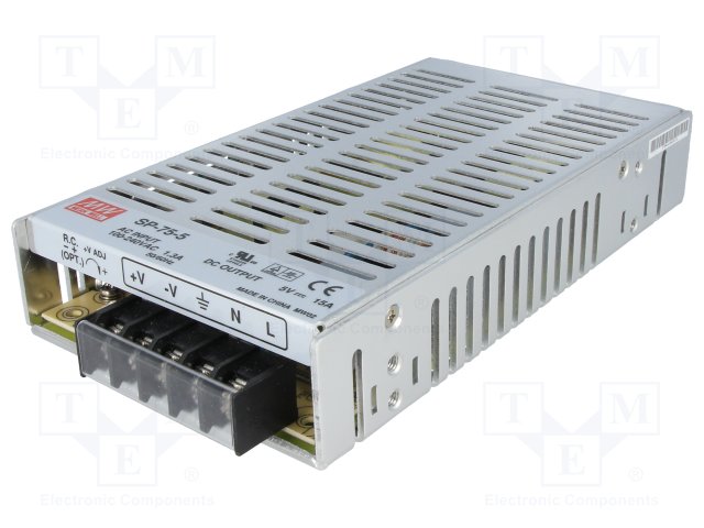 Power supply: switched-mode; modular; 75W; 5VDC; 179x99x33mm; 15A