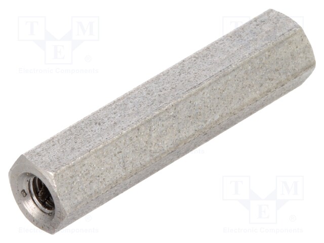 Screwed spacer sleeve; Int.thread: M3; 25mm; hexagonal