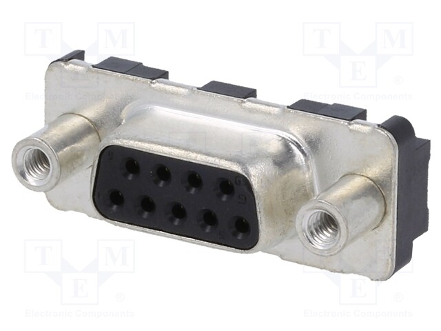 D Sub Connector, DB9, Standard, Receptacle, FCI Delta D Series, 9 Contacts, DE, Solder
