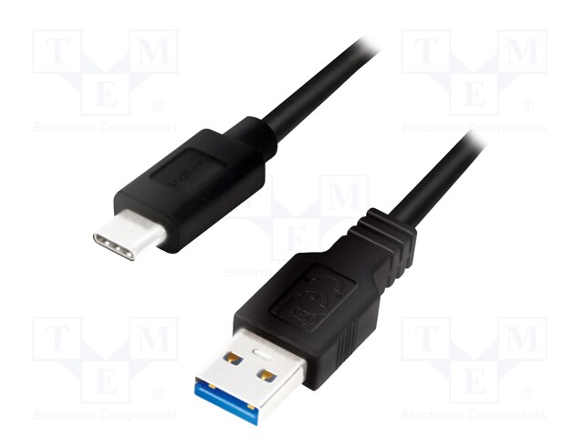 Cable; USB 3.0; USB A plug,USB C plug; 0.15m; black