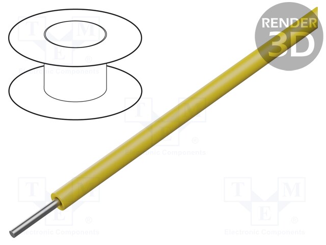 Wire; ThermoThin; solid; Cu; 36AWG; yellow; PFA; 600V; 305m