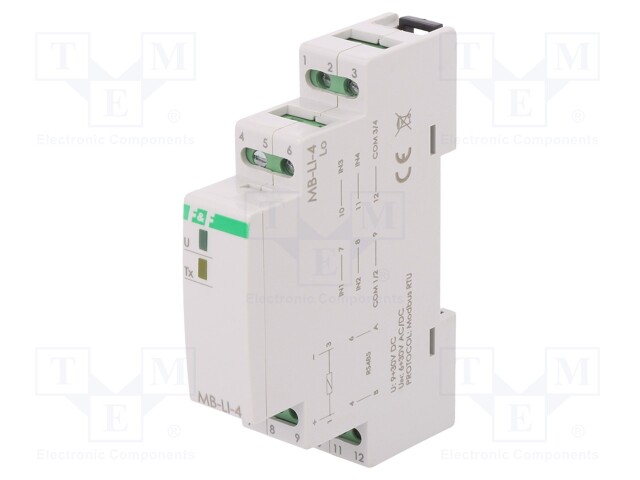 Counter: electronical; pulses; RS485 MODBUS RTU; IP20; 18x65x90mm