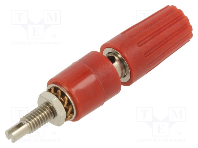 Socket; 4mm banana; 35A; 30VAC; 60VDC; red; nickel plated