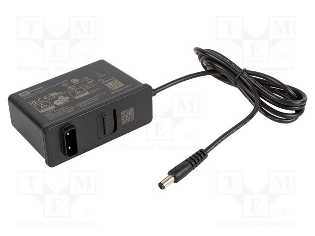 Power supply: switching; mains,plug-in; 19VDC; 3.15A; 60W; 89%