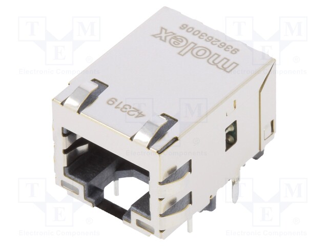 Socket; RJ45; MXMag; PIN: 8; shielded,with LED; gold-plated; THT