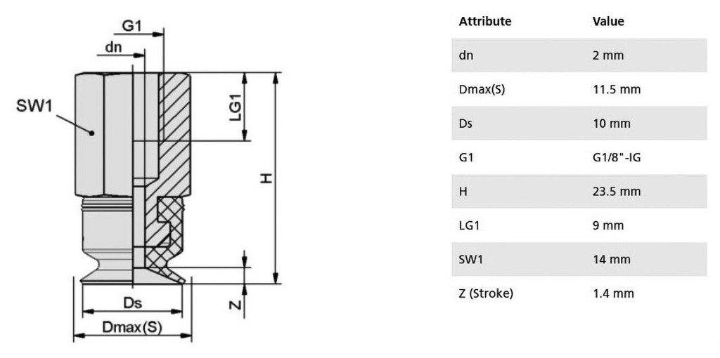 Component: suction cup; Man.series: PFYN; Mounting: G1/8-IG; 5.3g