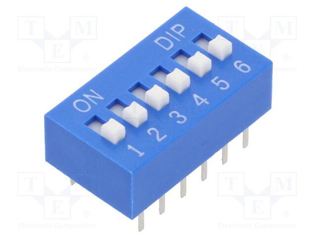 Switch: DIP-SWITCH; Poles number: 6; OFF-ON; 0.025A/24VDC; Pos: 2/6
