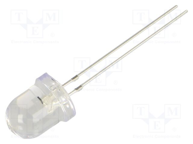 LED; blue; 8mm; 5800mcd; 30°; Front: convex; 12VDC; No.of term: 2