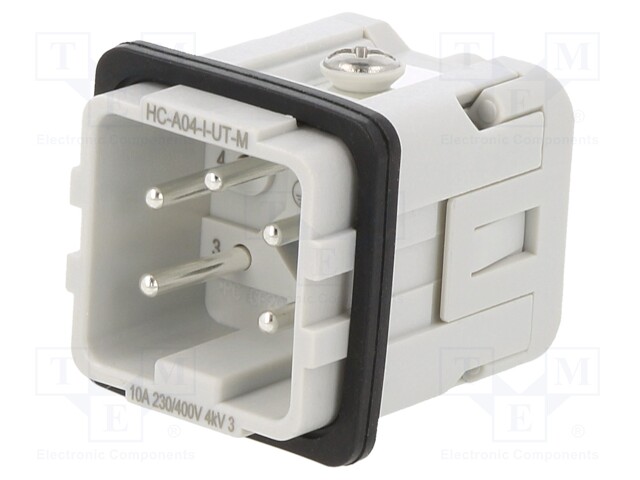 Heavy Duty Connector, HEAVYCON Series, Insert, 4+PE Contacts, D7, Plug, Screw Pin