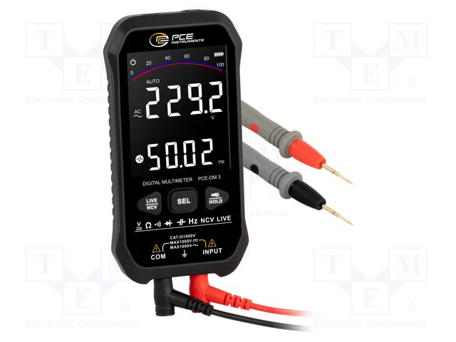 Digital multimeter; USB C; LCD 3,3"; VDC: 0÷1000V; VAC: 0÷1000V
