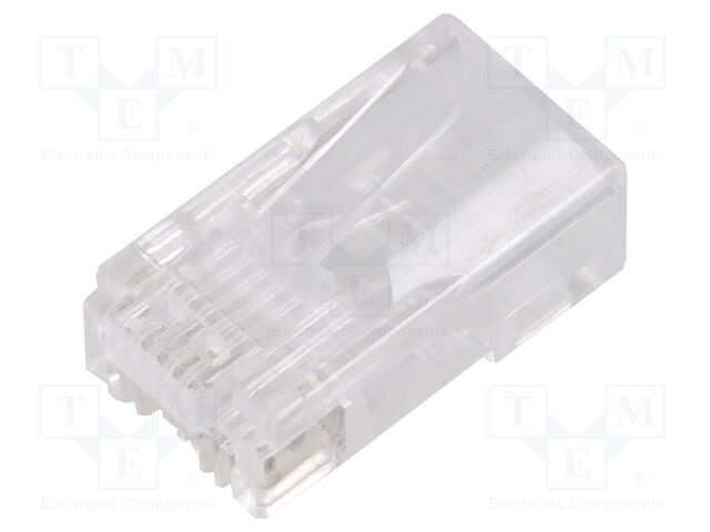 Plug; RJ45; PIN: 8; Cat: 6; pass through; Layout: 8p8c; for cable; IDC