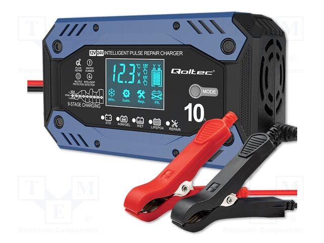 Charger: for rechargeable batteries; 10A; Out: crocodile clip