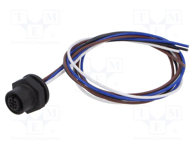 Connector: M12; socket; male; straight; with lead; PIN: 4; 0.34mm2