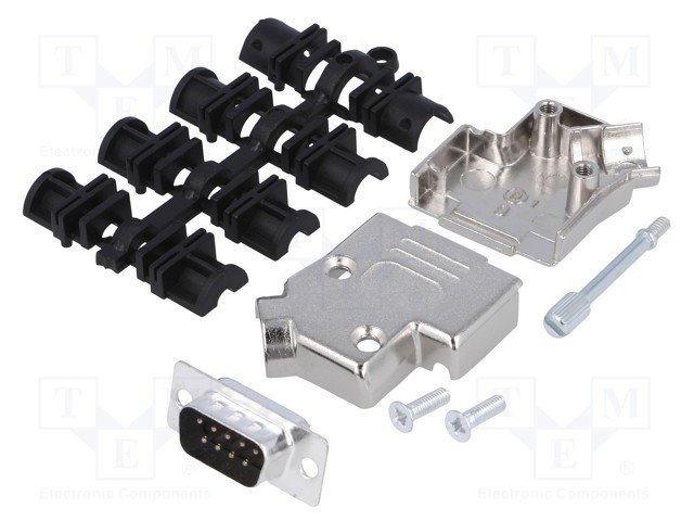 D-Sub; PIN: 9; plug; male; stamped and formed contacts; angled 45°