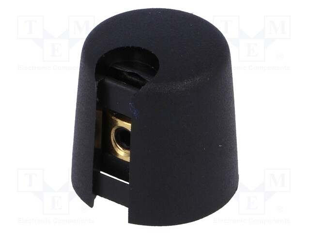Knob; with pointer; plastic; Shaft d: 4mm; Ø16x16mm; black
