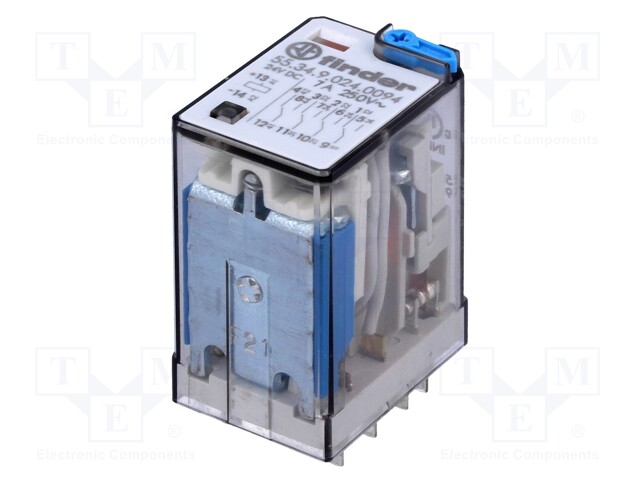 Relay: electromagnetic; 4PDT; Ucoil: 24VDC; Icontacts max: 7A; 600Ω