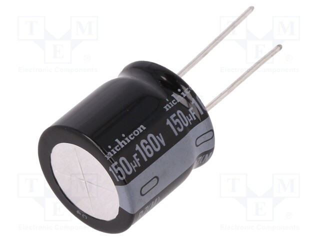 Capacitor: electrolytic; THT; 150uF; 160VDC; Ø20x20mm; Pitch: 10mm