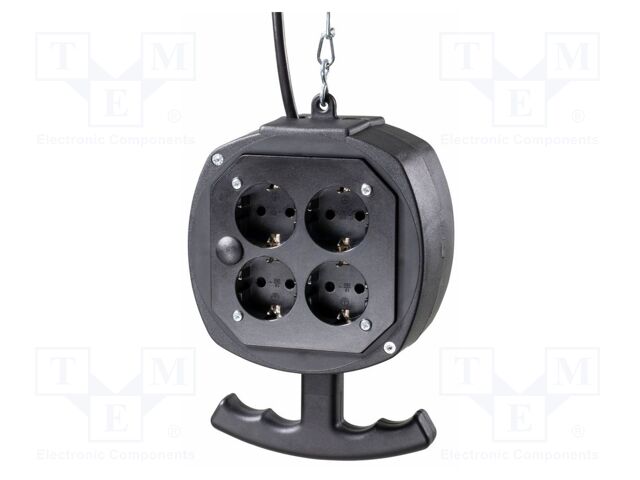 Power splitter; 3G1.5mm2; Sockets: 8; PVC; black; 3m; 16A