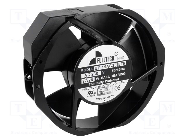 Fan: AC; axial; 230VAC; 172x150x38mm; 300m3/h; 54dBA; ball bearing