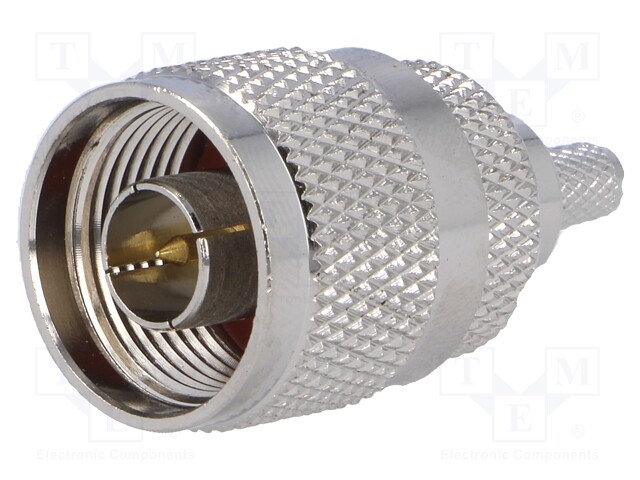 Plug; N; male; straight; RG58; 5.2mm; push-in,crimped; gold-plated