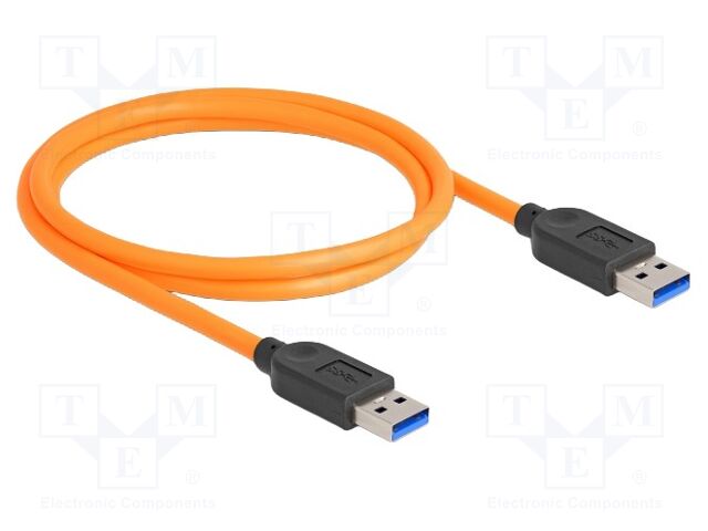 Cable; USB A plug,both sides; 1m; orange; 26AWG,28AWG; TPE; 5Gbps