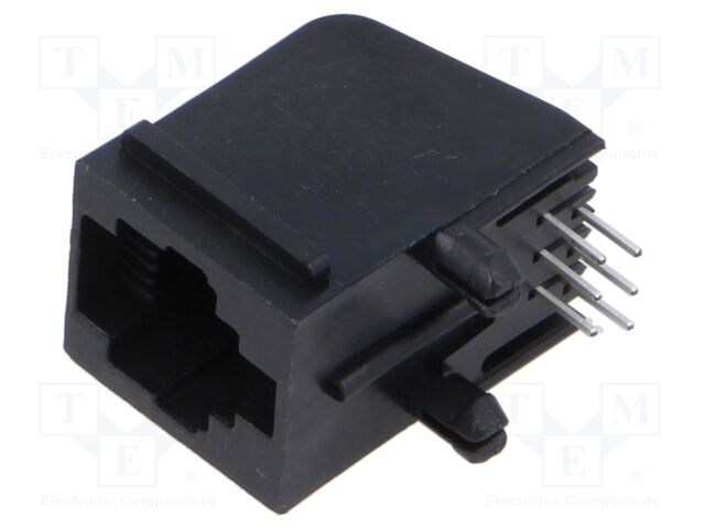Socket; RJ25; PIN: 6; Layout: 6p6c; Locking: bottom latch; THT
