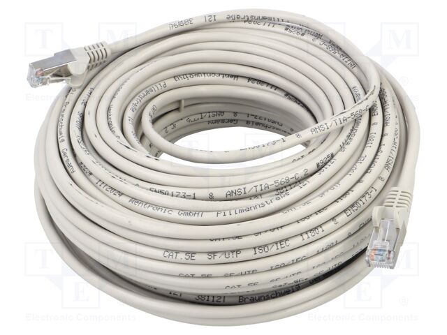 Patch cord; SF/UTP; 5e; stranded; CCA; PVC; grey; 30m; 26AWG