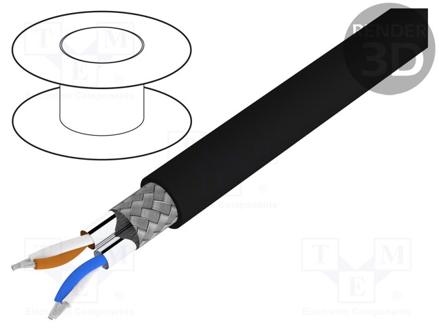 Wire: DMX; Core: stranded; 2x2x0,22mm2; Ø8mm; 110Ω; -25÷70°C