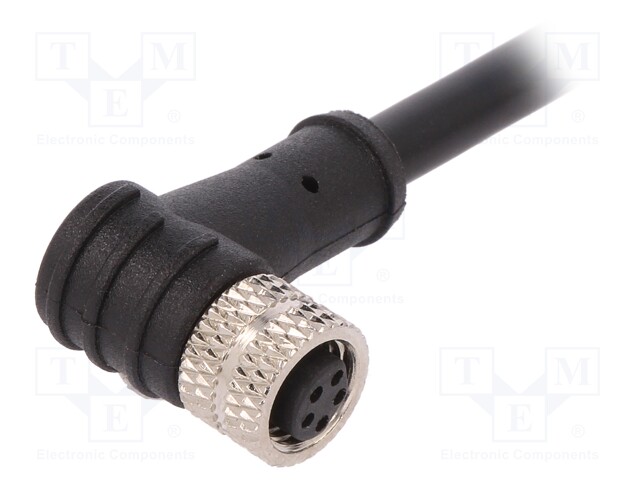 Connector: M8; female; PIN: 5; angled; plug; 1.5A; 30V; IP67; 1m; TPU