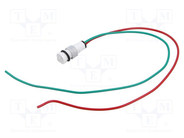 Indicator: LED; prominent; white; 24VDC; 24VAC; Ø10mm; leads 300mm