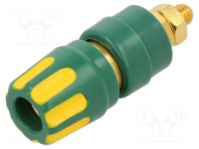 Connector: 4mm banana; socket; 35A; 30VAC; 60VDC; yellow-green