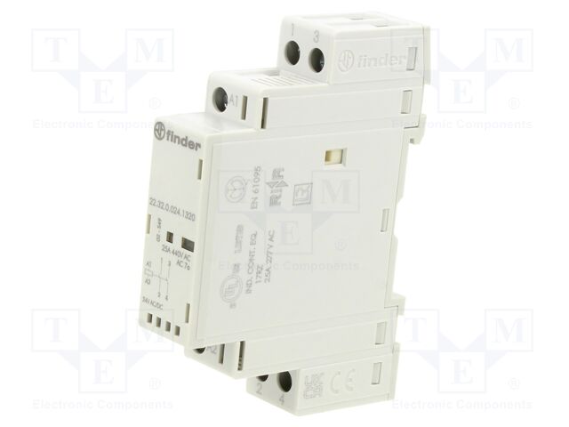 Contactor: 2-pole installation; 25A; 24VAC; 24VDC; NO x2; DIN; IP20