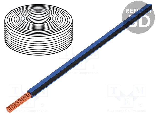 Wire; LiY; stranded; Cu; 0.25mm2; blue-black; PVC; 900V; 250m