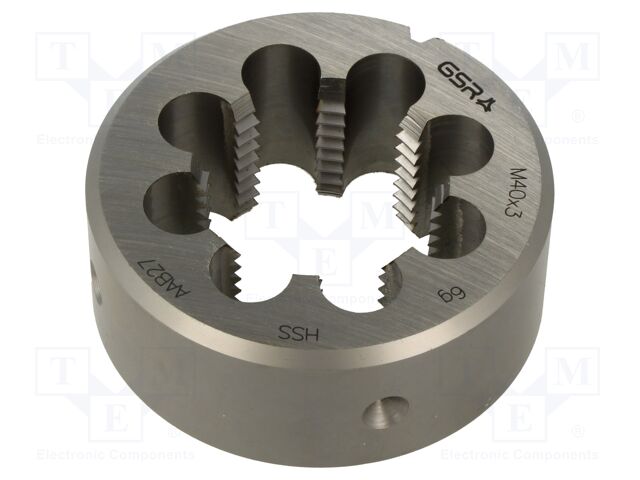 Threading die; M40; 3; high speed steel; H: 30mm; Øout: 75mm
