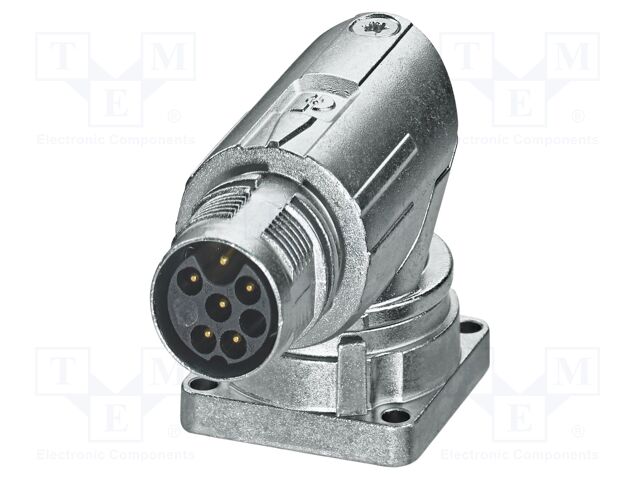Connector: M17; socket; M17 PRO; PIN: 6; 630V; 14A; IP67; 5+PE; angled