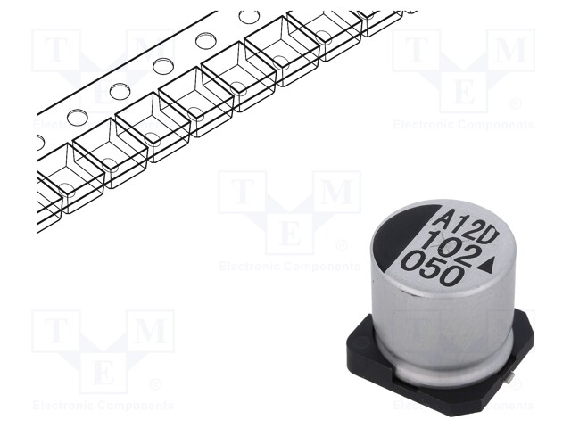 Capacitor: electrolytic; SMD; 1000uF; 50VDC; Ø16x16.5mm; 5000h
