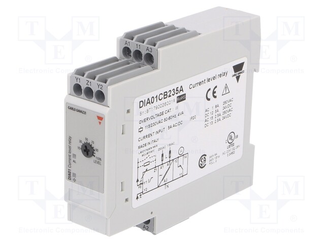 Module: current monitoring relay; AC/DC current; DIN; SPDT; IP20