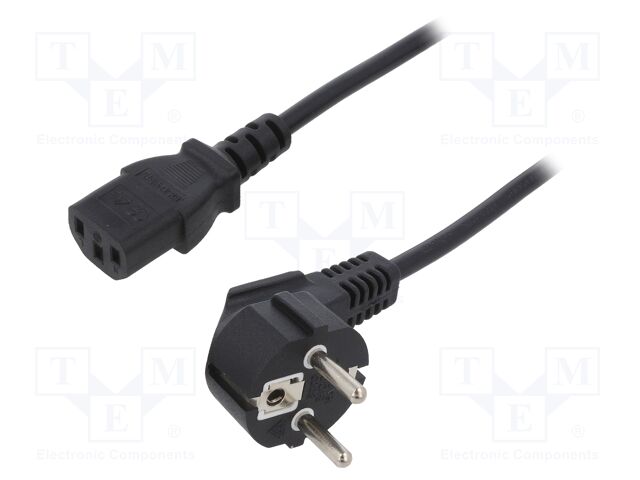 Cable; 3x0.75mm2; CEE 7/7 (E/F) plug angled,IEC C13 female; PVC