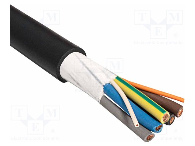 2x0.75mm2,5G6mm2; 450V,750V; Colour: black; Resistance to: fire