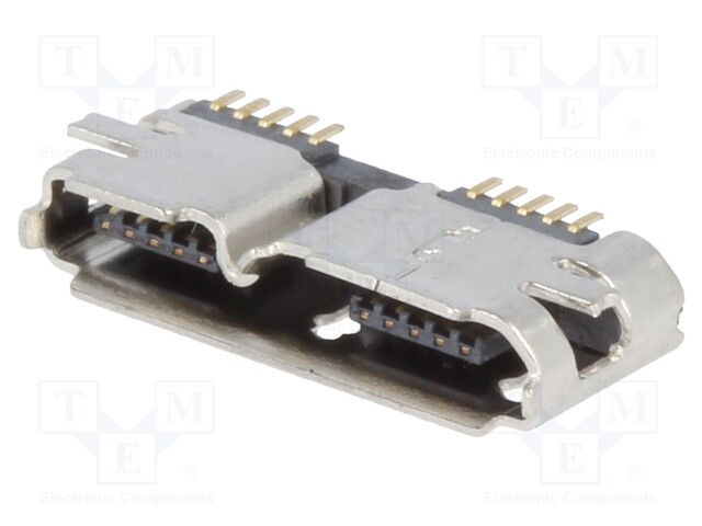 Socket; USB B micro; on PCBs; SMT; horizontal; USB 3.0; 1A; 30V