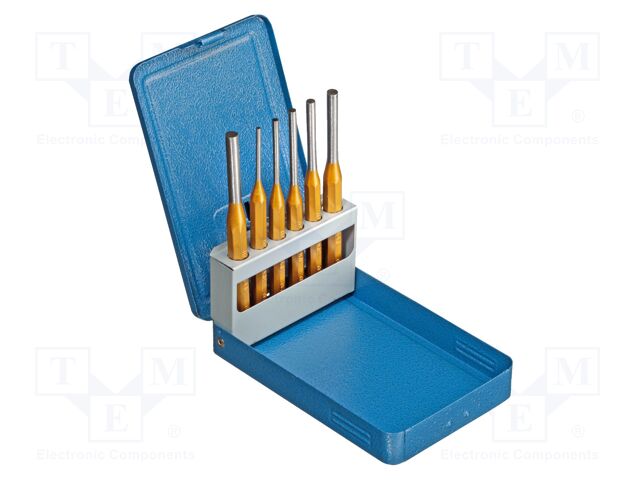 Tools set: punches; metal container; 6pcs.
