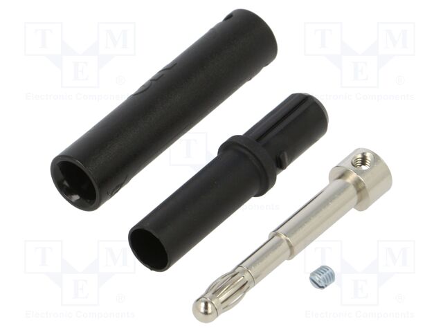 Connector: 4mm banana; plug; 32A; 1kV; black; insulated; 2.5mm2