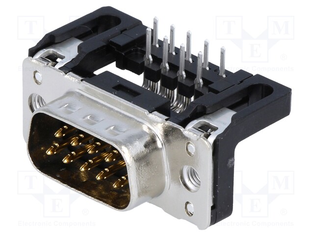 D-Sub; PIN: 9; socket; male; angled 90°; THT; M3