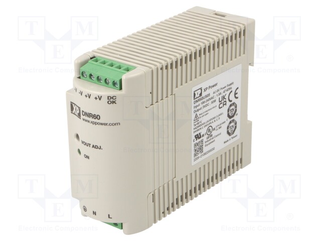 AC/DC DIN Rail Power Supply (PSU), ITE, 1 Output, 50 W, 5 VDC, 10 A