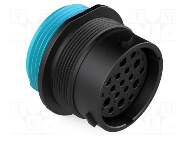 Connector: circular; socket; female; 25A; 250V; PIN: 19; IP67; black