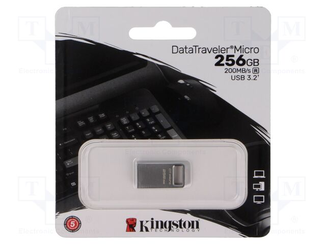 Pendrive; USB 3.2 Gen 1; 256GB; R: 200MB/s; silver; USB A
