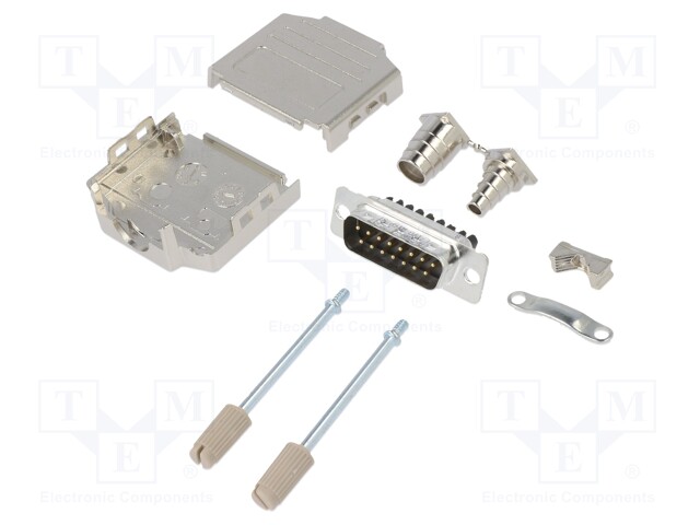 D-Sub; PIN: 15; male; shielded,metalized; straight; screw terminal