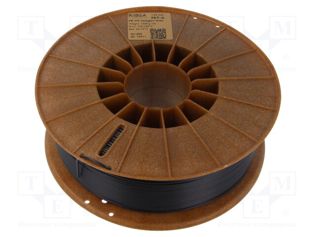 Filament: PET-G FR V0; 1.75mm; black; 230÷260°C; 1kg